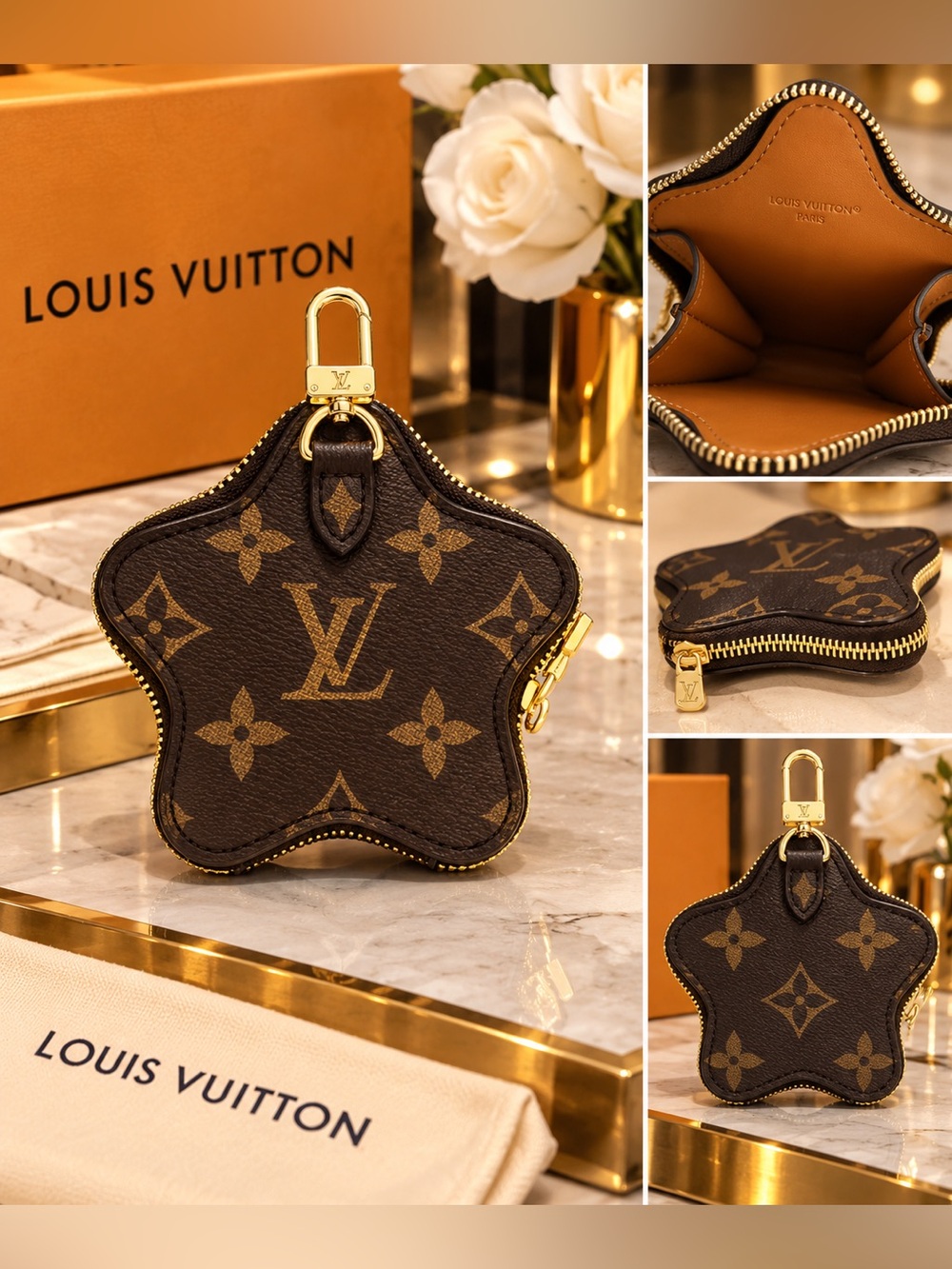 Monogram Star Coin Pouch - Brown